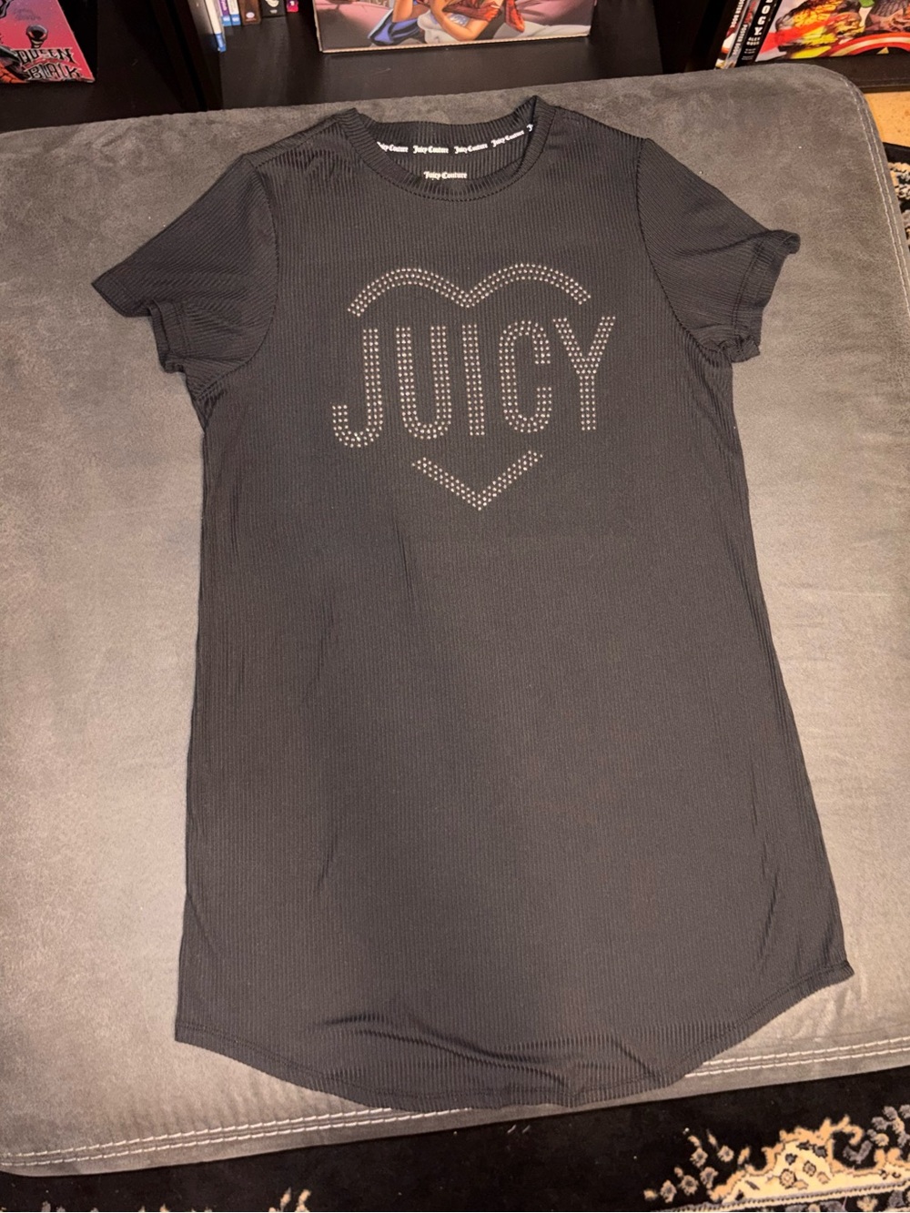 Black Juicy Rhinestone Logo Sleep Shirt
